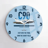Thumbnail for Beechcraft King Air C90 design on light blue no frame wall clock