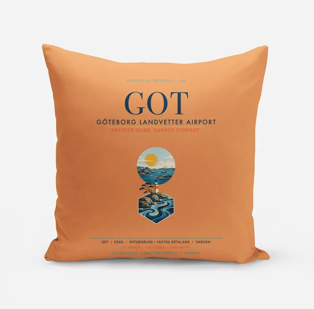 Göteborg Landvetter Airport (GOT) design on orange pillow