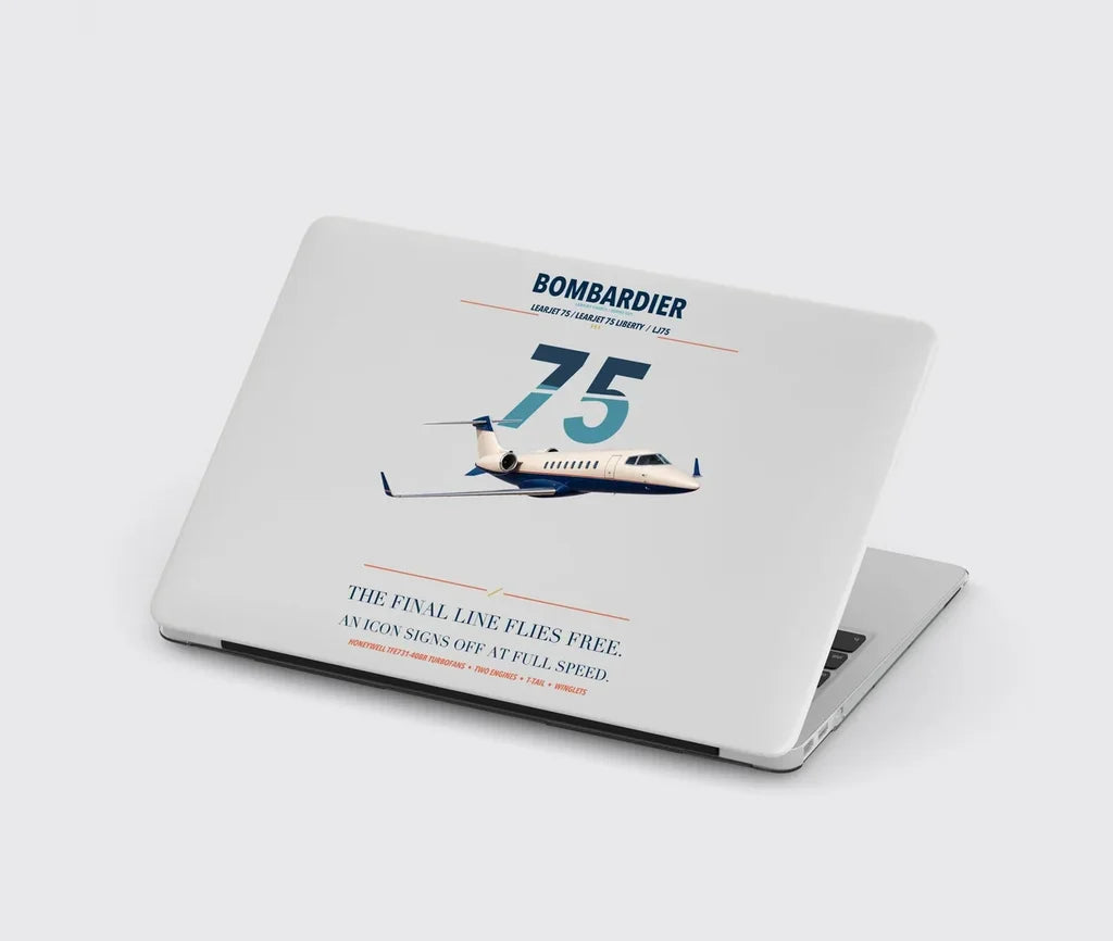 Bombardier Learjet 75 Liberty design on light gray MacBook case