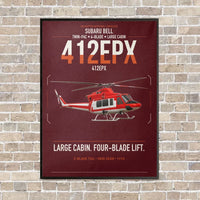Thumbnail for SUBARU Bell 412EPX vertical canvas print - framed - dark red background