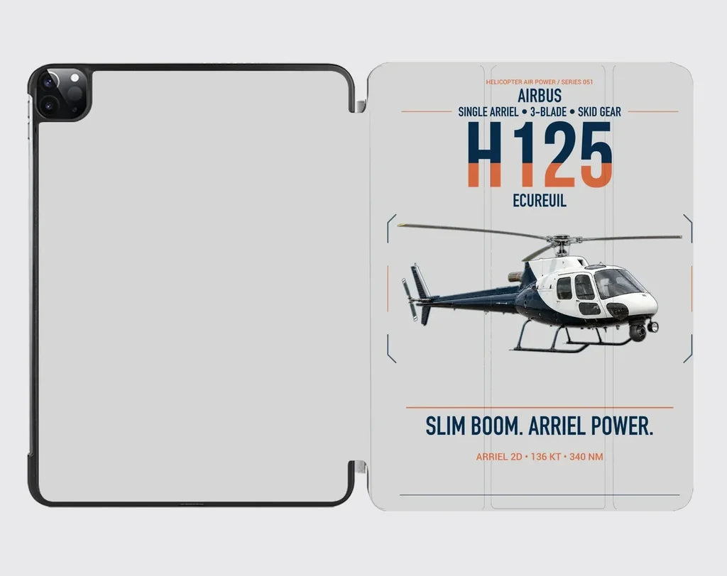 Airbus H125 design on light gray ipad tablet case