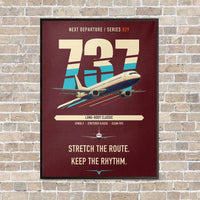 Thumbnail for Boeing 737-400 Classic vertical canvas print - framed - dark red background