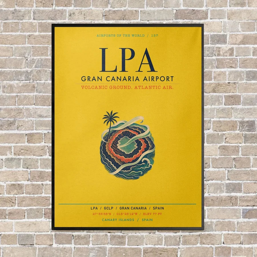 Gran Canaria Airport LPA vertical canvas print - framed - yellow background