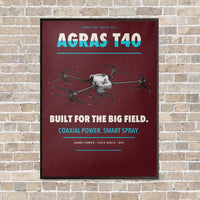 Thumbnail for DJI Agras T40 vertical canvas print - framed - dark red background