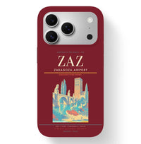 Thumbnail for Zaragoza Airport (ZAZ) design on dark red iPhone 17 Pro MagSafe case