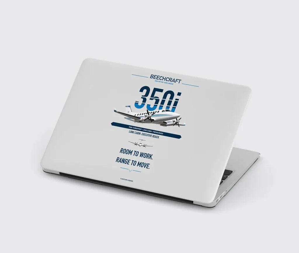 Beechcraft King Air 350i design on light gray MacBook case
