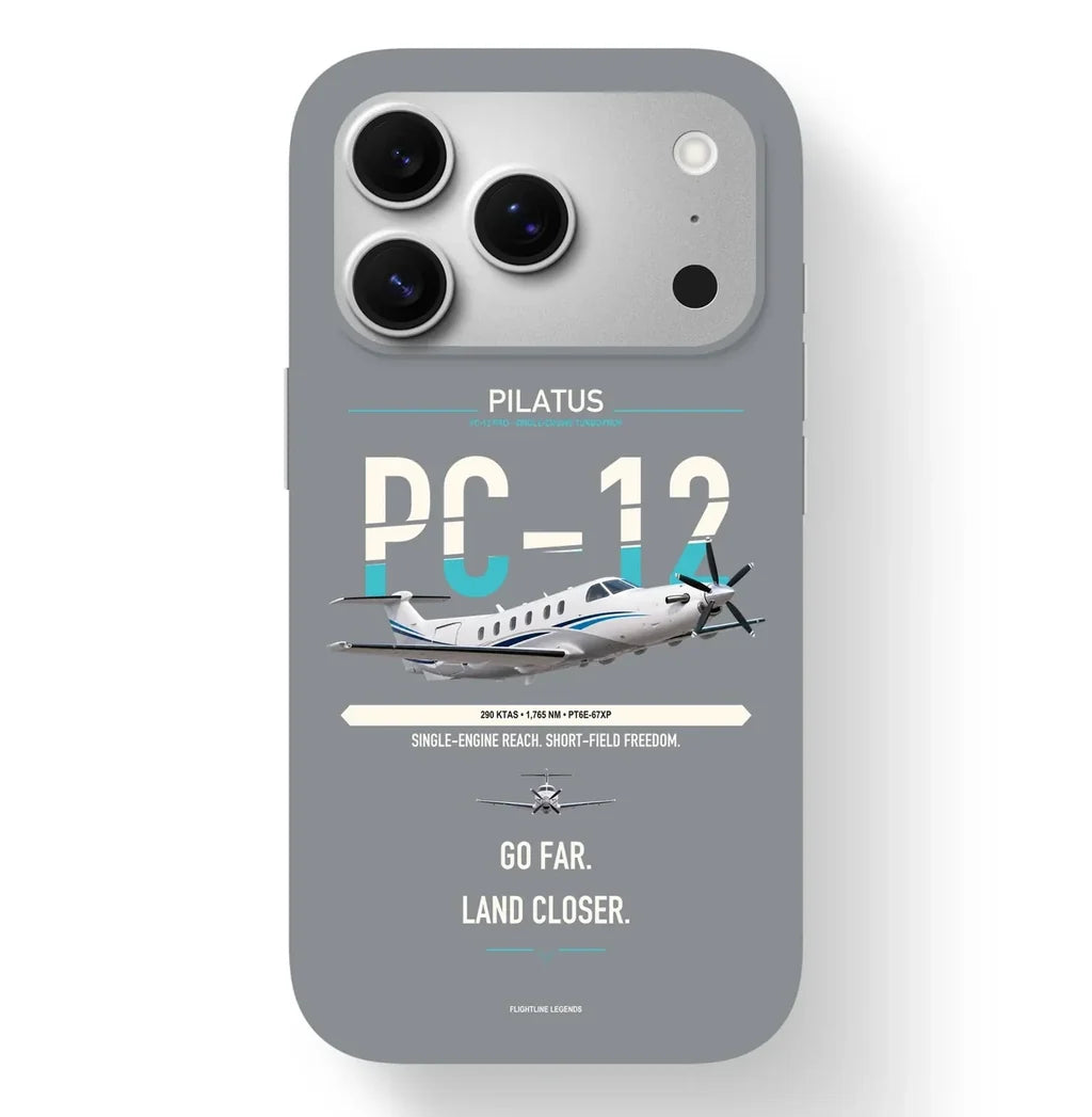 PC-12 PRO Case design on gray iphone case