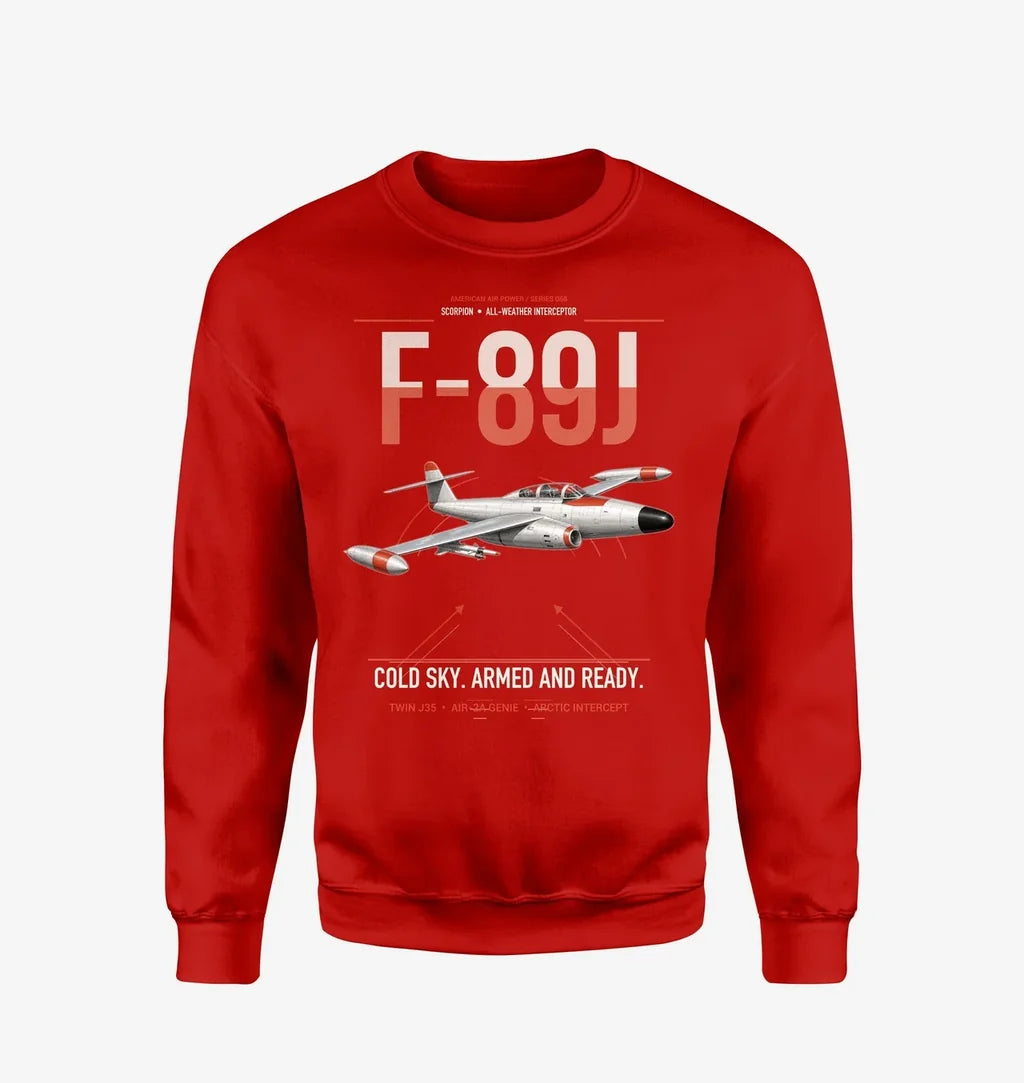 F-89J Scorpion design on red sweatshirt