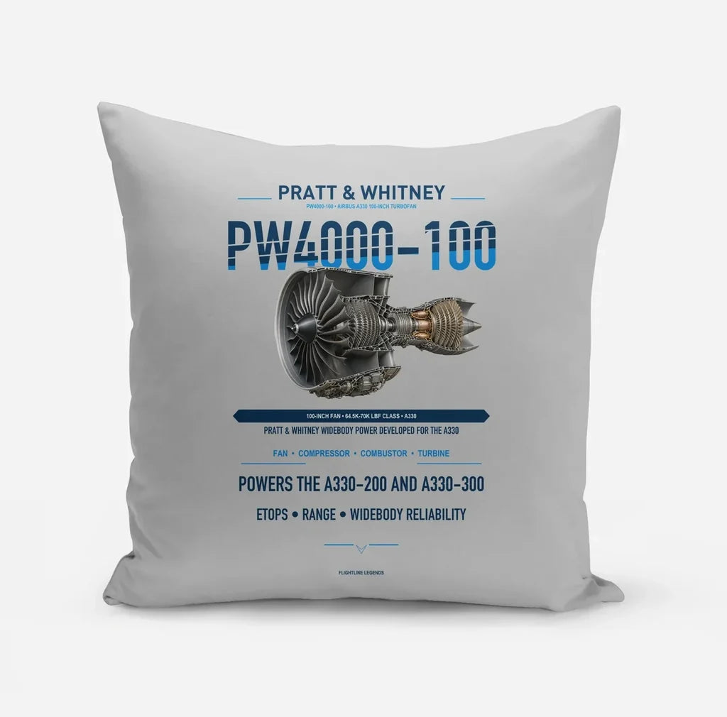 PW4000-100 design on light gray pillow