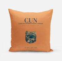 Thumbnail for Cancún International Airport (CUN) design on orange pillow