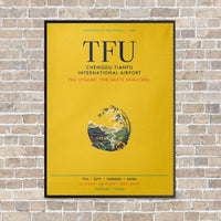 Thumbnail for Chengdu Tianfu International Airport TFU vertical canvas print - framed - yellow background