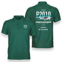 Thumbnail for Tecnam P2010 design on green double-side polo t-shirt, double-side print