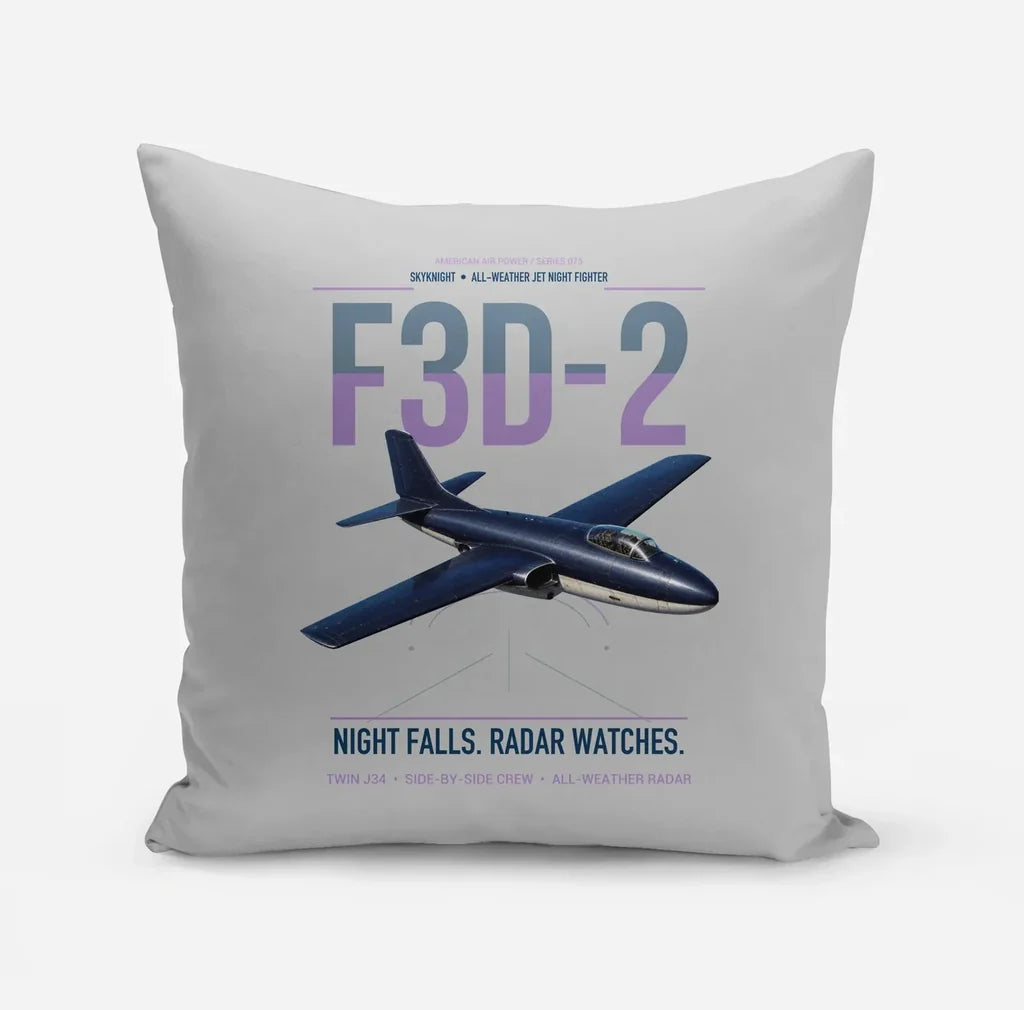 F3D-2 Skyknight design on light gray pillow