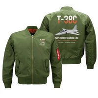Thumbnail for T-38C Talon design on green bomber jacket, double-side print