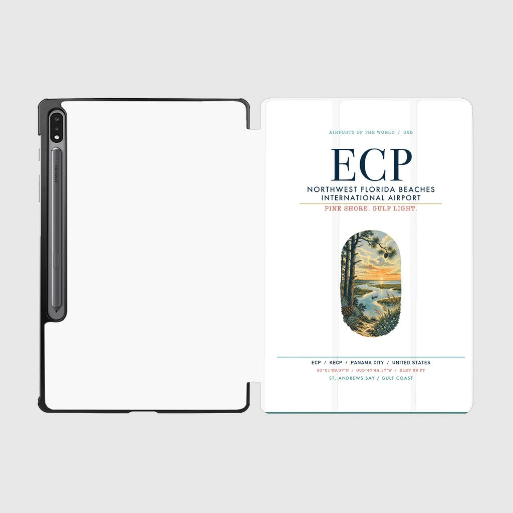 Northwest Florida Beaches International Airport (ECP) design on white samsung tablet tablet case