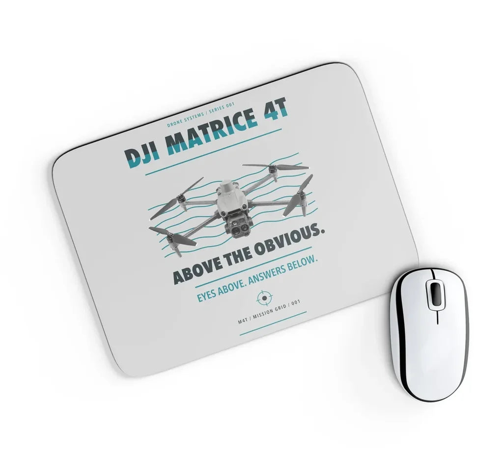 DJI Matrice 4T design on light gray rectangle mouse pad