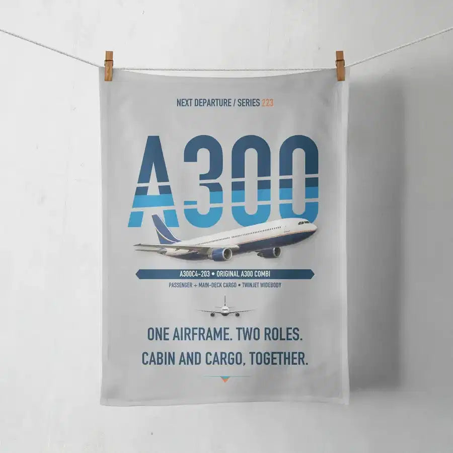 Airbus A300C4-203 design on light gray towel