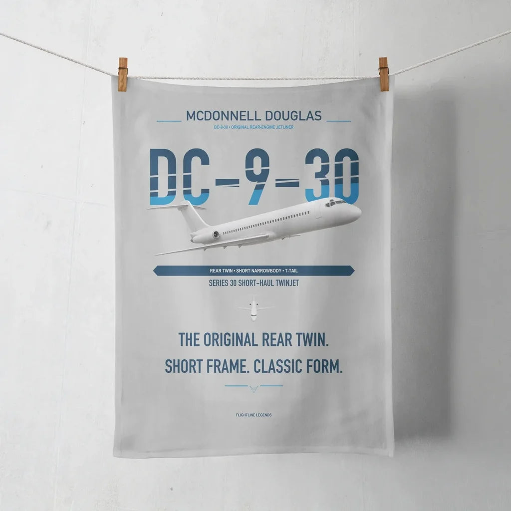 McDonnell Douglas DC-9-30 design on light gray towel