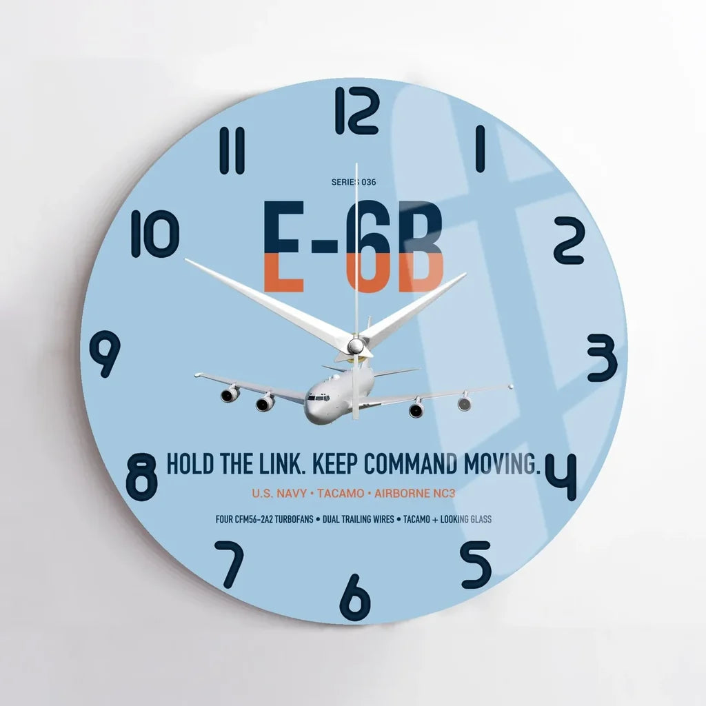 E-6B Mercury design on light blue no frame wall clock