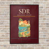 Thumbnail for Santander Airport SDR vertical canvas print - framed - dark red background