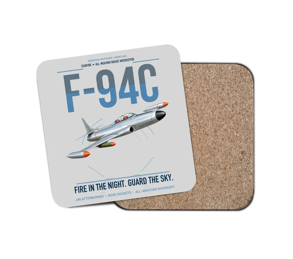 F-94C Starfire design on light gray 1 piece coaster