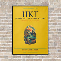 Thumbnail for Phuket International Airport HKT vertical canvas print - framed - yellow background