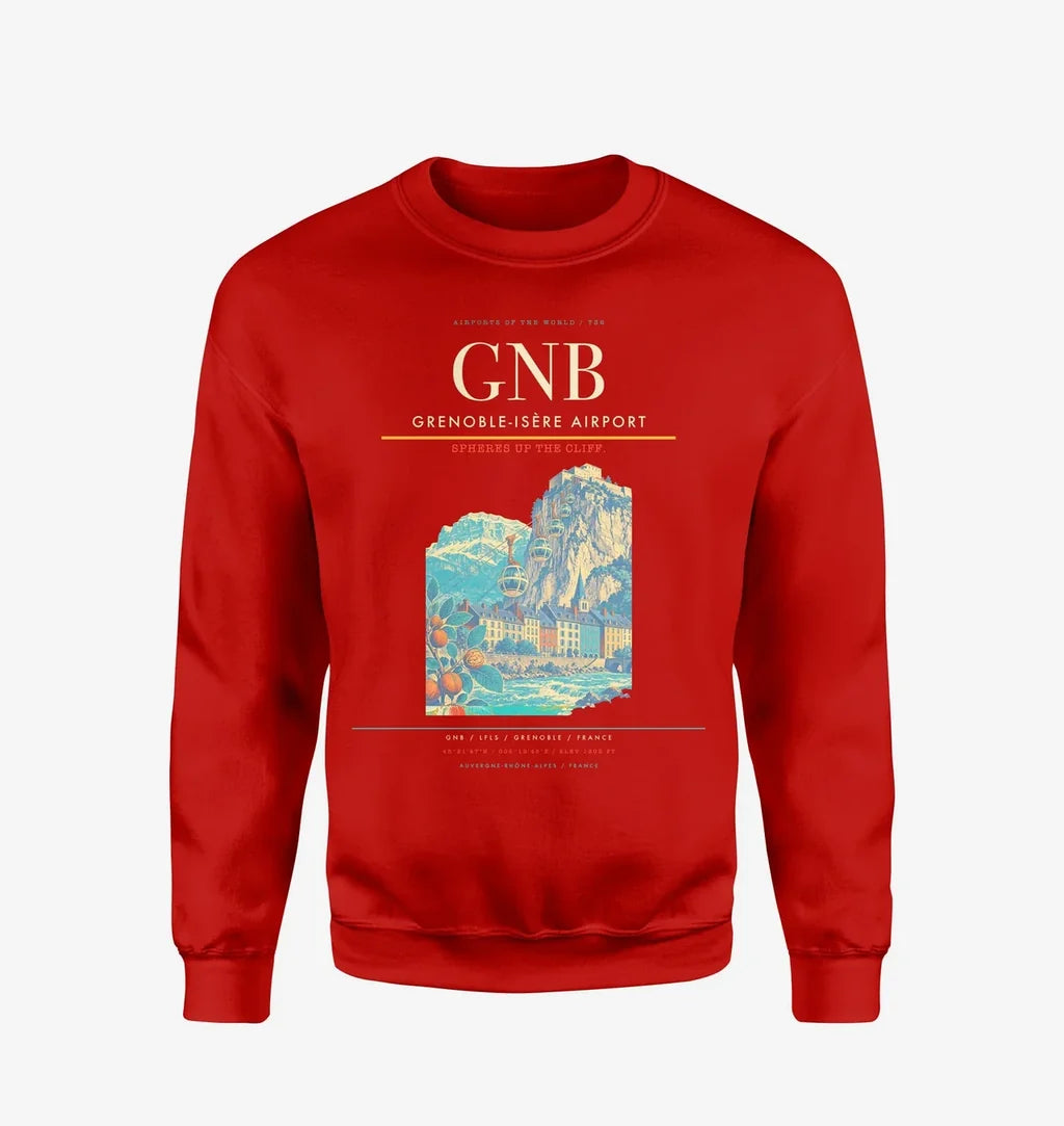 Grenoble-Isère Airport (GNB) design on red sweatshirt