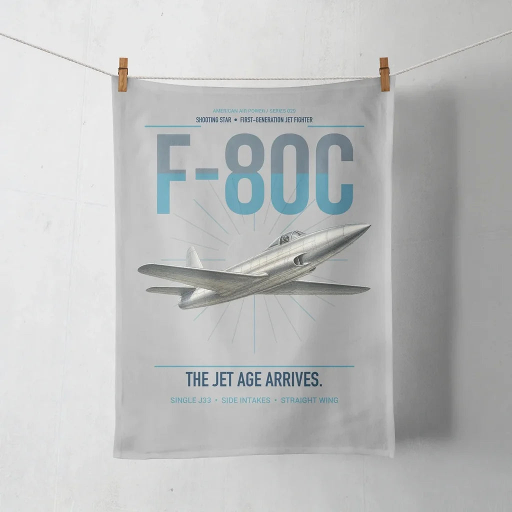 F-80C Shooting Star design on light gray towel