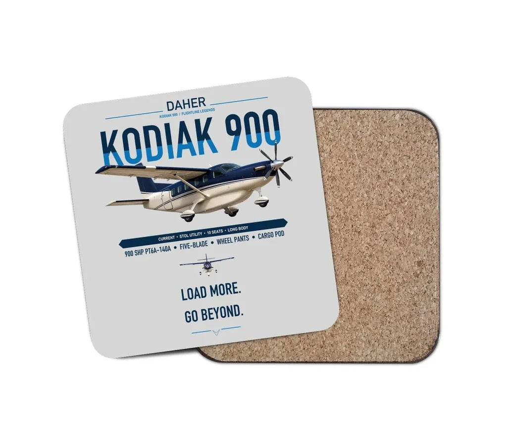 Daher Kodiak 900 design on light gray 1 piece coaster