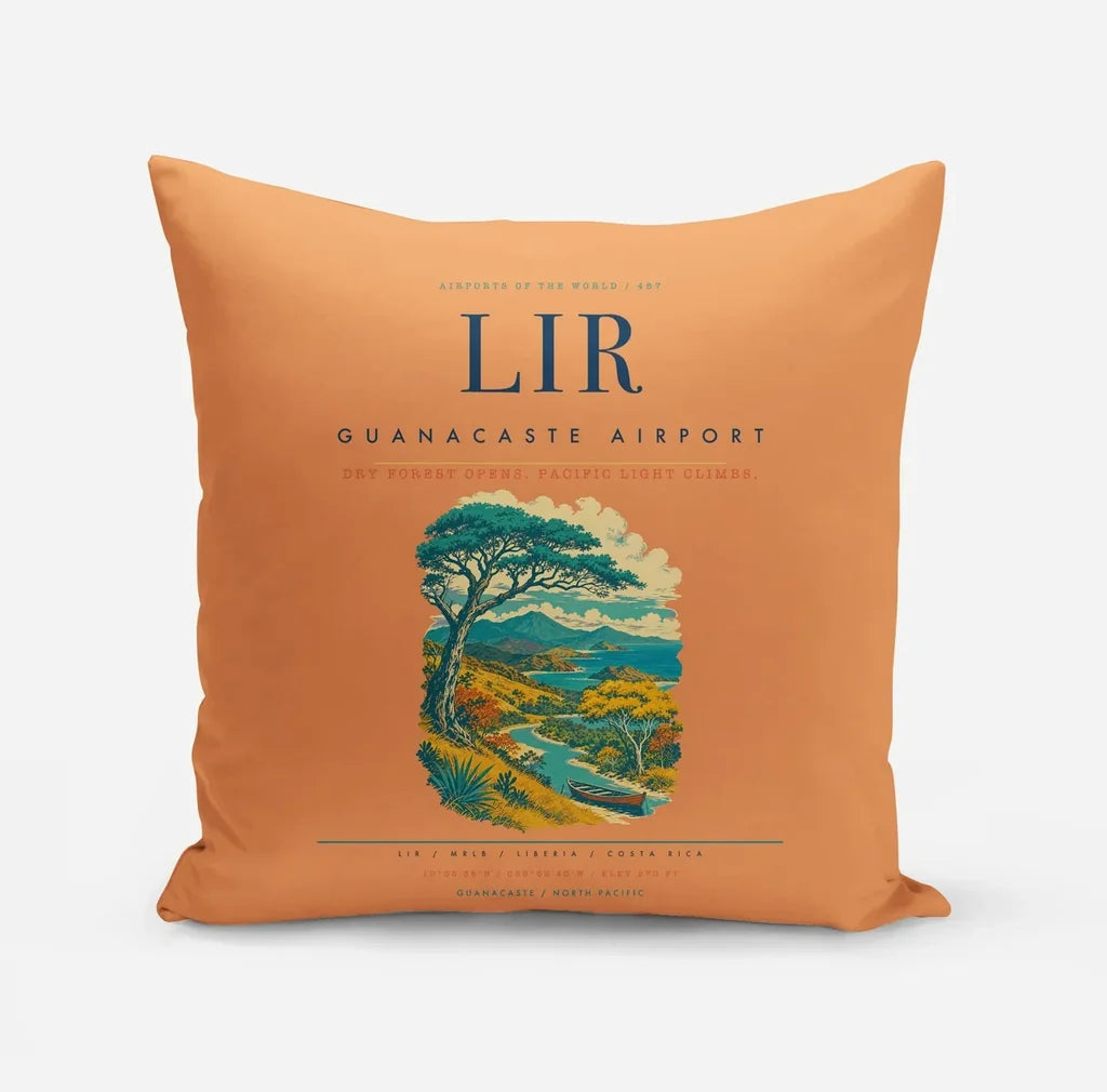 Guanacaste Airport (LIR) design on orange pillow