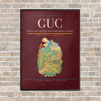 Thumbnail for Gunnison–Crested Butte Regional Airport GUC vertical canvas print - framed - dark red background