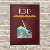 Thumbnail for Redding Regional Airport RDD vertical canvas print - framed - dark red background