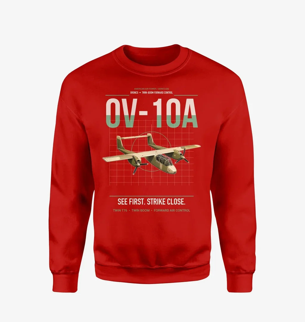 OV-10A Bronco design on red sweatshirt