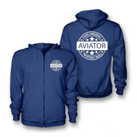 Thumbnail for %100 Original Aviator Zipped Hoodie - Blue