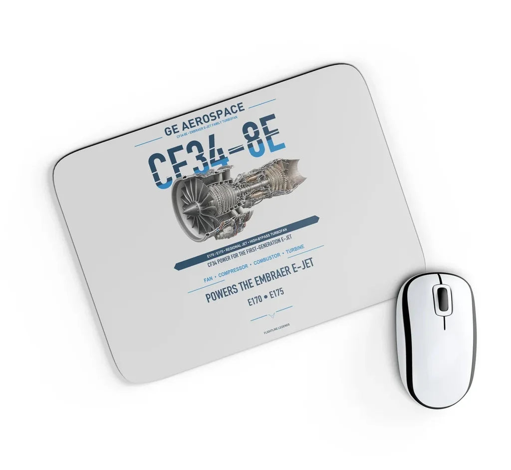 CF34-8E design on light gray rectangle mouse pad