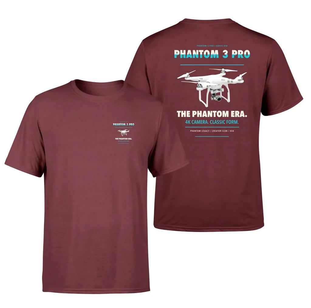 DJI Phantom 3 Professional design on dark red t shirt