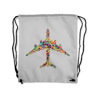 Thumbnail for Colourful Airplane Drawstring Bag - view 6