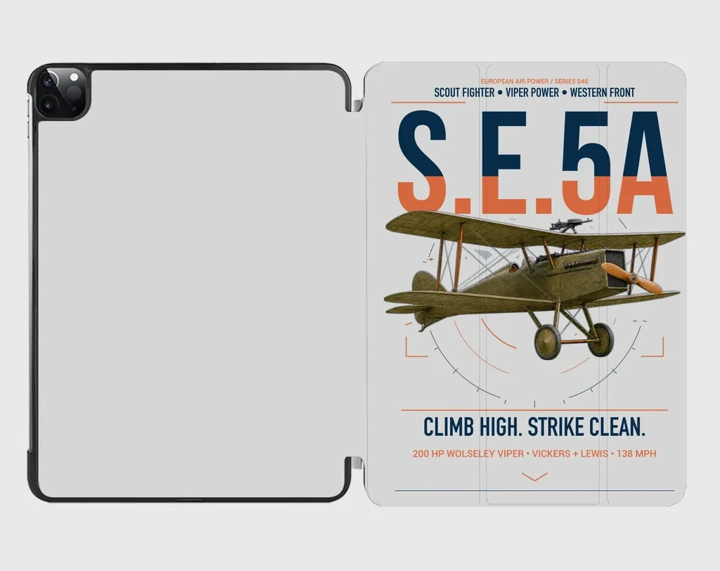 Royal Aircraft Factory S.E.5a design on light gray ipad tablet case