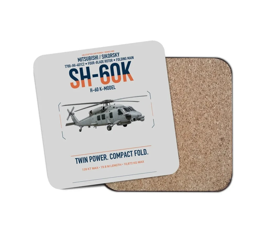Mitsubishi Sikorsky SH-60K design on light gray 1 piece coaster