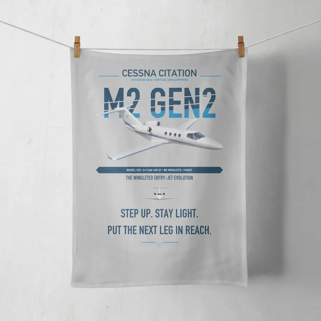 Cessna Citation M2 Gen2 design on light gray towel
