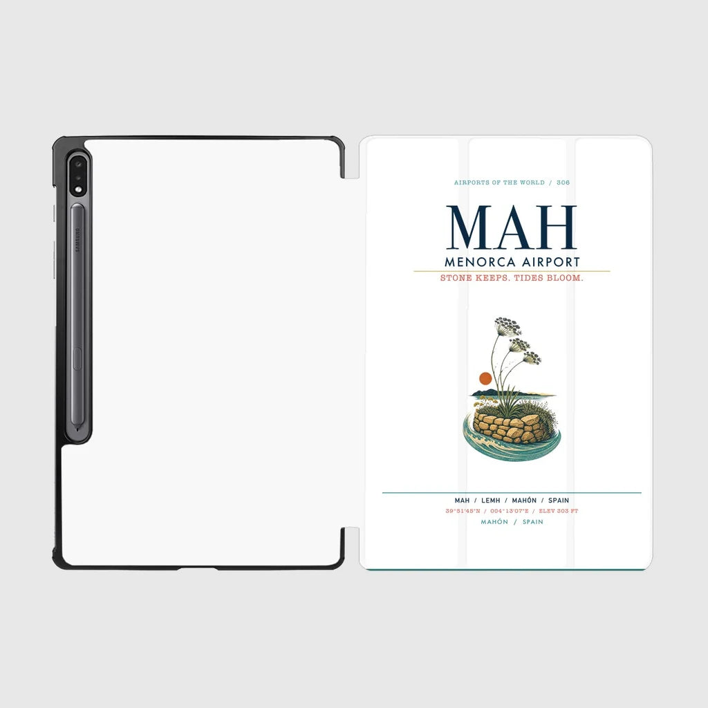 Menorca Airport (MAH) design on white samsung tablet tablet case