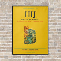 Thumbnail for Hiroshima Airport HIJ vertical canvas print - framed - yellow background