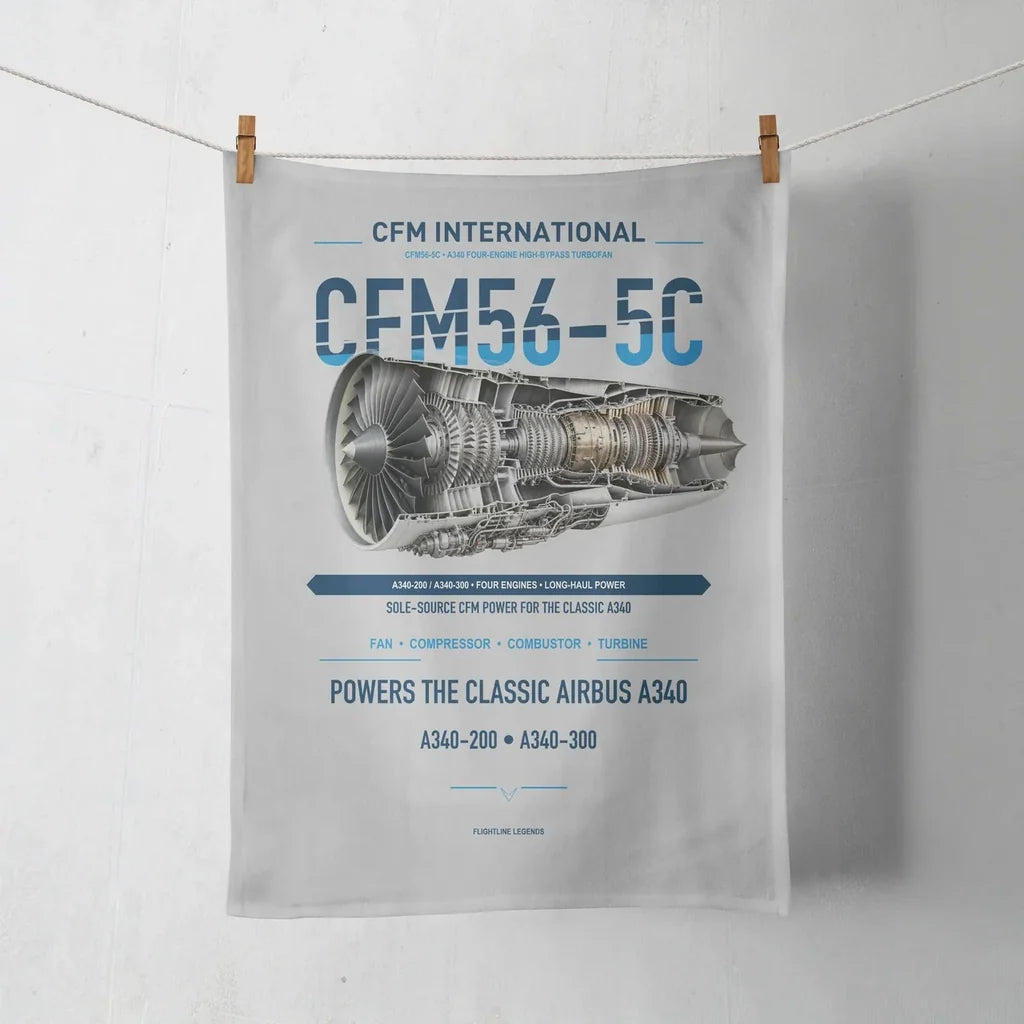 CFM56-5C design on light gray towel