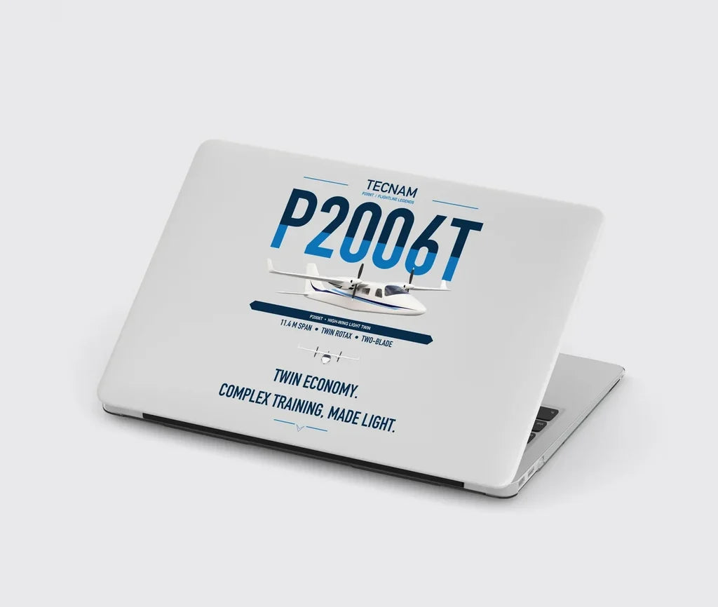 Tecnam P2006T design on light gray MacBook case