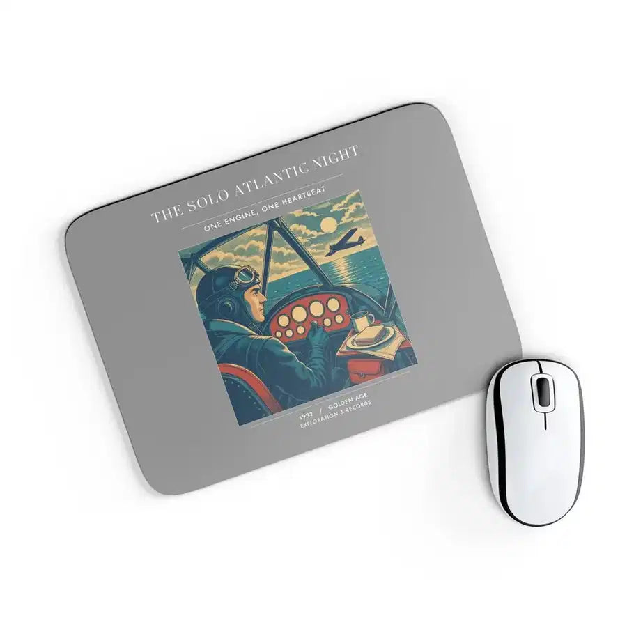 VINTAGE G4294 - The Solo Atlantic Night - Designed Mouse Pads design on gray rectangle