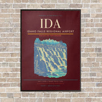 Thumbnail for Idaho Falls Regional Airport IDA vertical canvas print - framed - dark red background