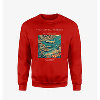 Thumbnail for VINTAGE G4096 - The Coastal Express - Designed Sweatshirts design on red
