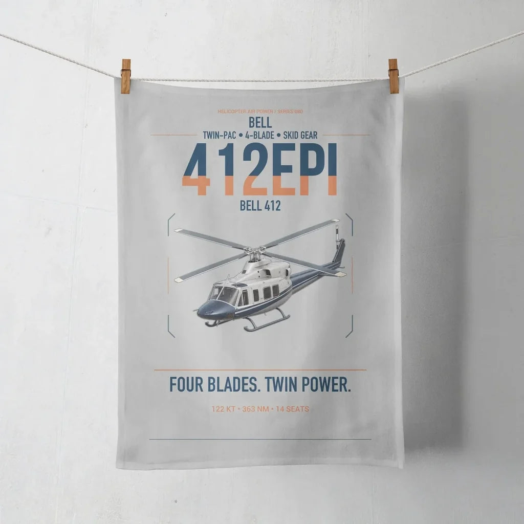 Bell 412EPI design on light gray towel