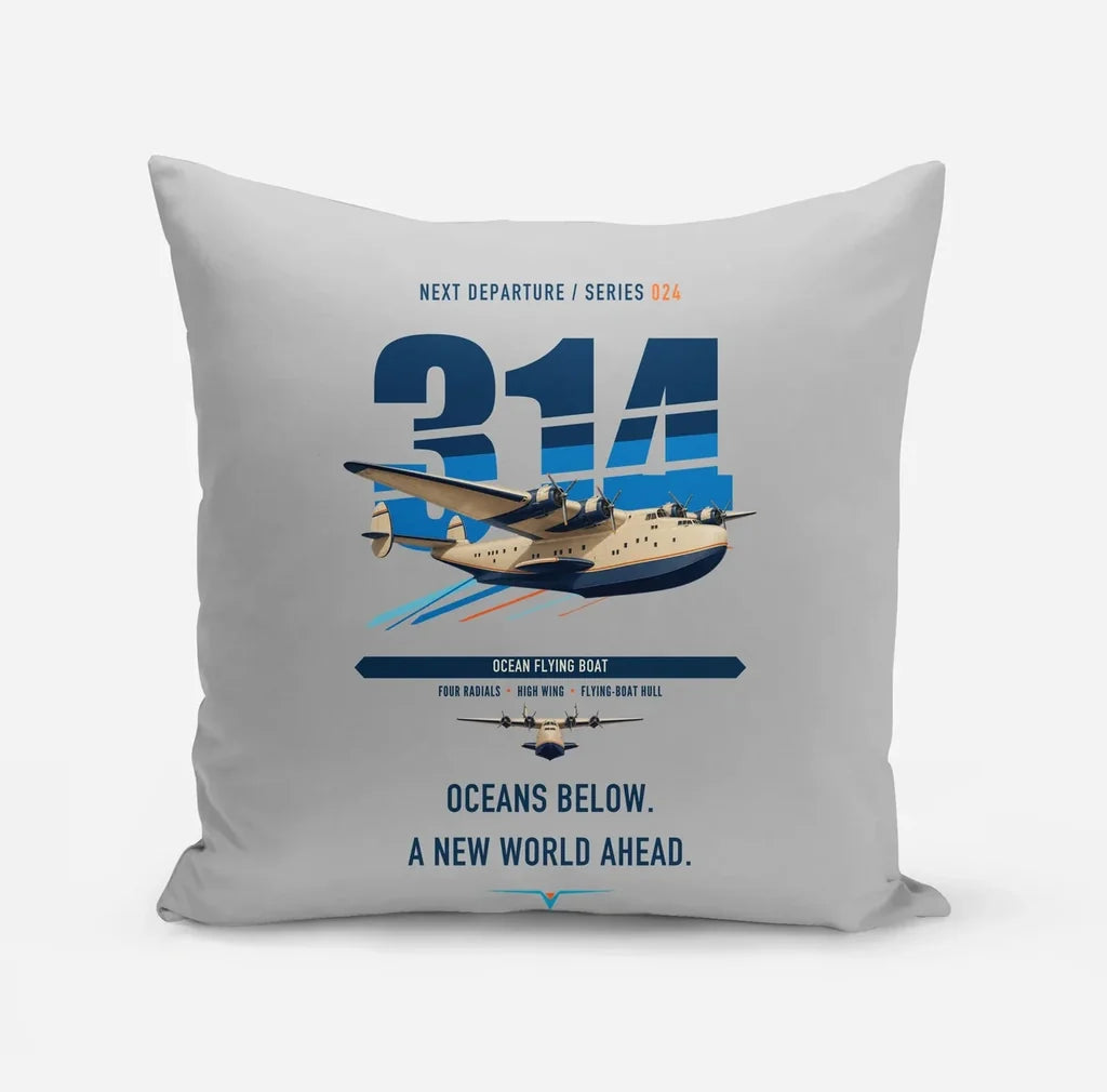 Boeing 314 Clipper design on light gray pillow