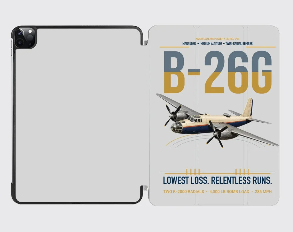 B-26G Marauder design on light gray ipad tablet case